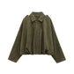 Veste Femme Suédine Synthétique PB&ZA 2025 – Coupe Ample Vert Olive