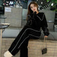 Ensemble femme automne/hiver 2025– sweat élégant et pantalon patte d’éléphant