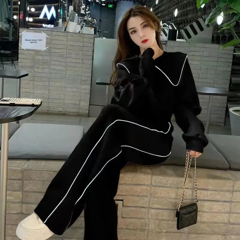 Ensemble femme automne/hiver 2025– sweat élégant et pantalon patte d’éléphant