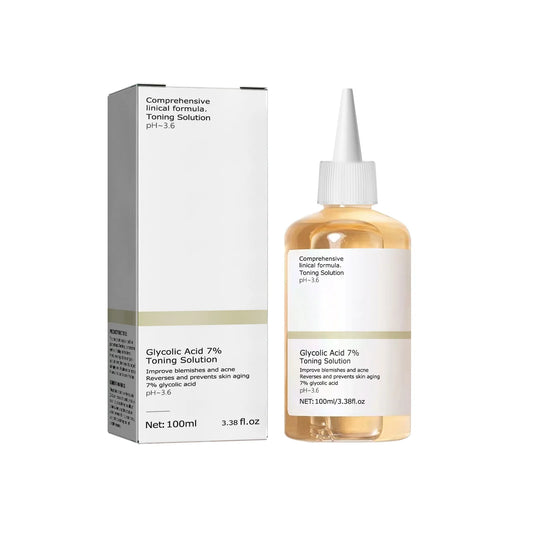 Solution Tonique à l’Acide Glycolique 7% – 100ml, Anti-Acné, Hydratante & Régénérante
