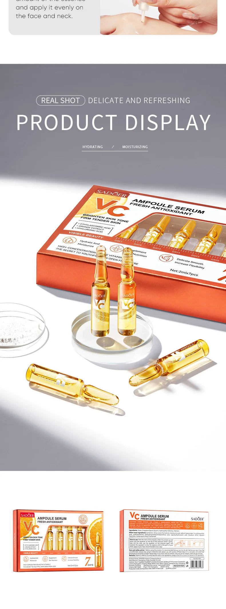 Ampoule Essence | Vitamin C Serum for Face Moisturizing Brightens Skin Repair Smooth Facial Essence Serum Facial Care Skincare