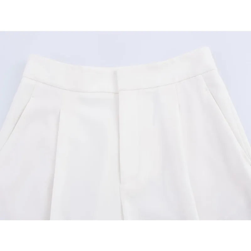 Ensemble femme sans manches col V asymétrique – pantalon large taille haute