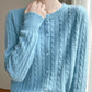 Cardigan Femme Blanc – Tricot Uni Col Rond Boutonné Manches Longues Automne Hiver 2025.