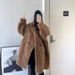 Manteau Femme Hiver 2024 – Veste Cocoon à Capuche en Laine d’Agneau Épaisse, Parka Chaude Shearling.