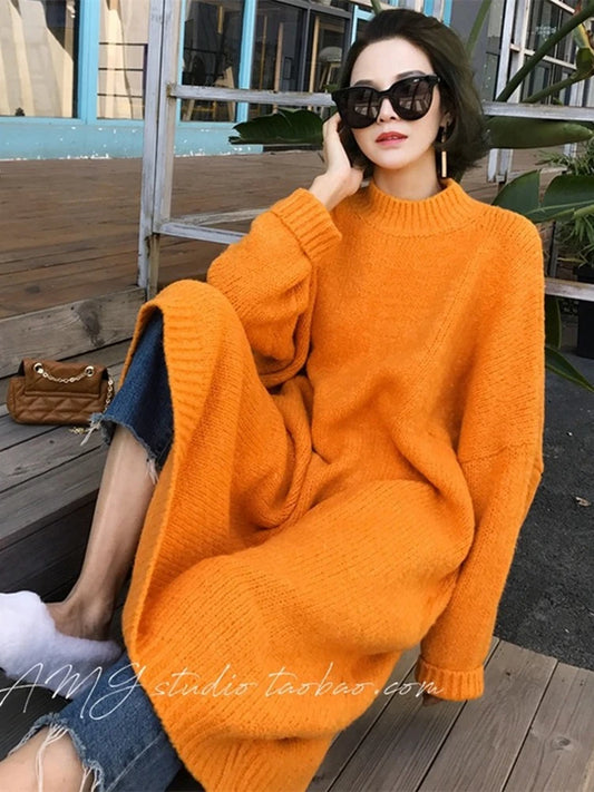Robe Pull Longue Femme – Tricot Épais Vintage Oversize Chaud pour Automne & Hiver | F-laglam.