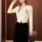 Cardigan Femme Brodé Fleurs & Oiseaux – Tricot Vintage Col Rond Manches Longues Printempps Automn.