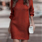 Robe pull femme à col montant et manches longues – automne/hiver élégante