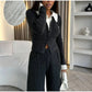 Ensemble Femme 2 Pièces – Haut Tricot Boutonné à Col Revers & Pantalon Loose, Style Décontracté Chic Automne | F-laglam.
