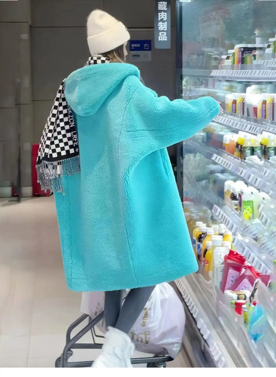Manteau Femme Hiver 2024 – Veste Cocoon à Capuche en Laine d’Agneau Épaisse, Parka Chaude Shearling.