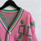 Pull Femme Sweet Heart – Tricot Vintage Loose à Col Rond, Manches Longues