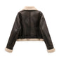 Manteau femme chaud en fausse fourrure shearling, style vintage ceinturé.