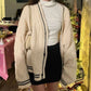 Cardigan Vintage Femme – Tricot Oversize Brodé Étoiles, Manches Longues.