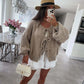 Cardigan Femme Élégant – Tricot Uni avec Lacet, Col Rond, Style Simple Chic |