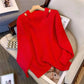 Pull Femme Loose Col V – Tricot Doux Uni Style Basique Automne