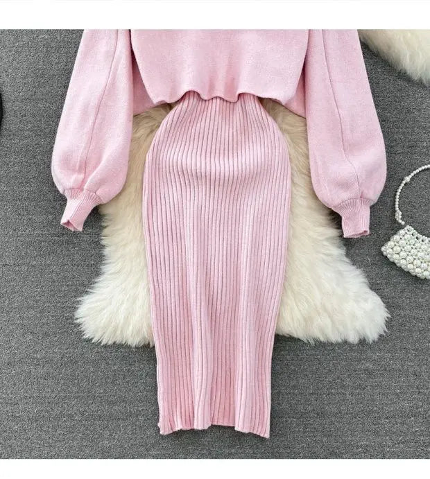 Ensemble Femme 2 Pièces – Cardigan Tricoté à Lacets & Robe Camisole, Style Chinois Moderne Élégant |.