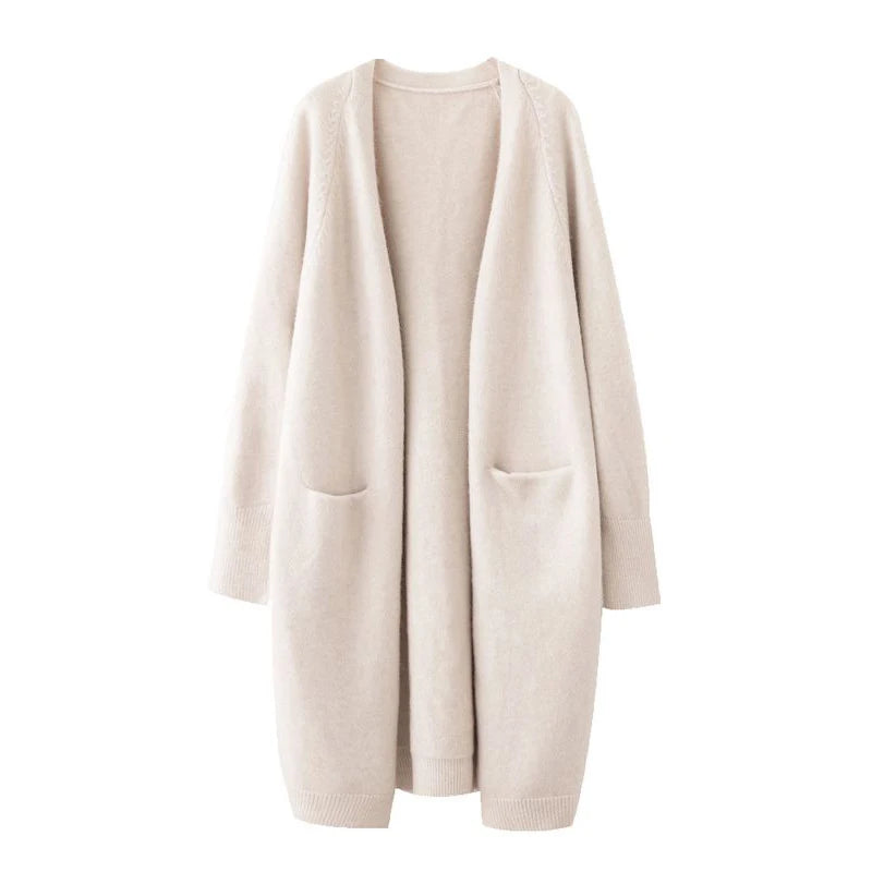 Cardigan Femme Épais à Poches – Tricot Loose Col V Décontracté Printemps Automne.