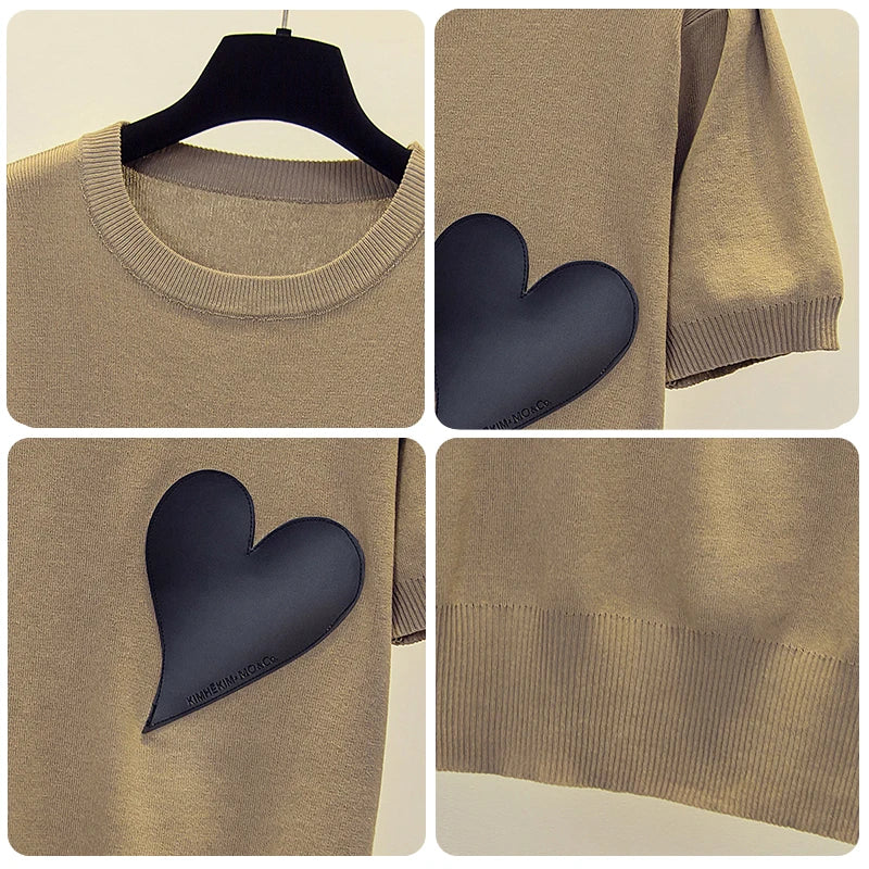 Pull Femme Cachemire Manches Courtes – Style Coréen Loose O-Neck Printemps Été | F-laglam.