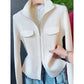 Cardigan Court Femme à Fermeture Zippée – Tricot Uni Col Revers Style Coréen Printemps Automne 2025