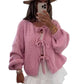 Cardigan Femme Élégant – Tricot Uni avec Lacet, Col Rond, Style Simple Chic |.