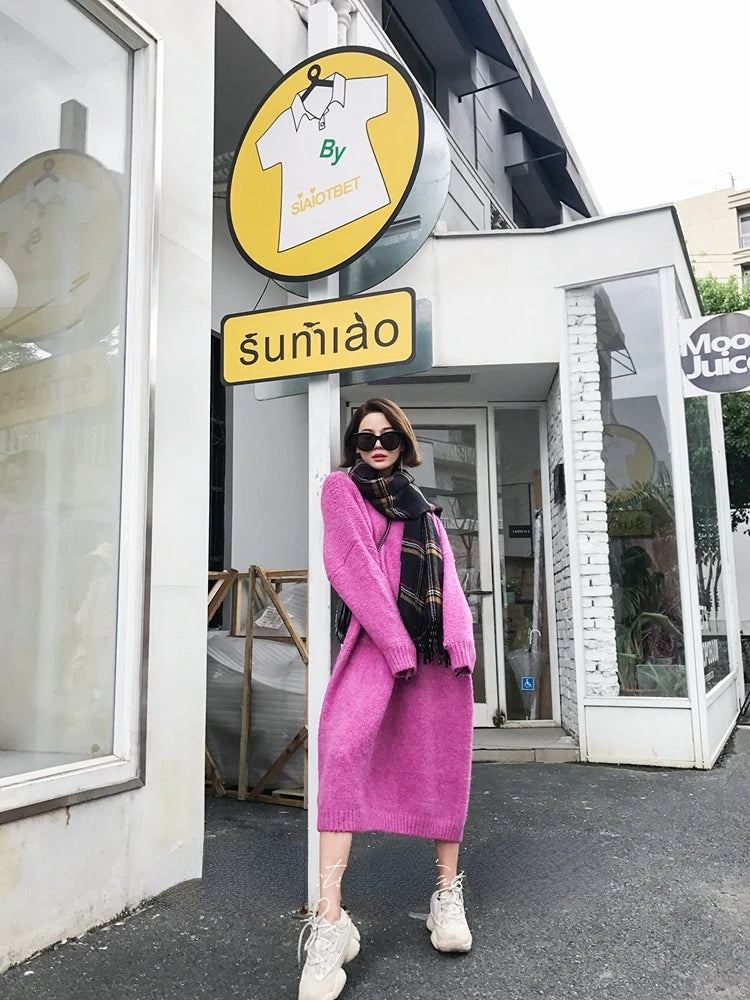 Robe Pull Longue Femme – Tricot Épais Vintage Oversize Chaud pour Automne & Hiver | F-laglam