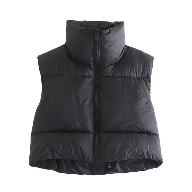 Gilet Court Doudoune Sans Manches Femme – Col Montant, Chaud & Léger
