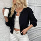 Cardigan Femme Blanc Élégant – Tricot Chic à Perles, Manches Longues Automne Hiver.