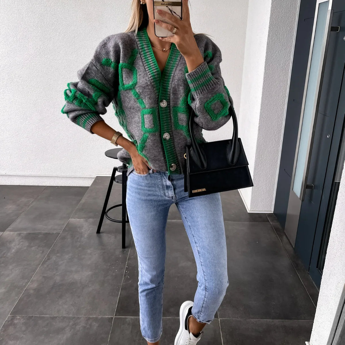 Pull Femme Sweet Heart – Tricot Vintage Loose à Col Rond, Manches Longues