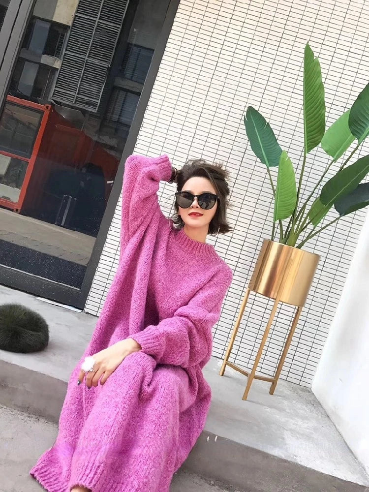 Robe Pull Longue Femme – Tricot Épais Vintage Oversize Chaud pour Automne & Hiver | F-laglam
