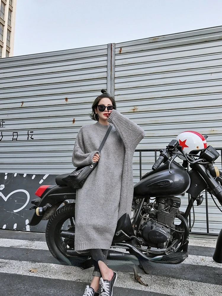 Robe Pull Longue Femme – Tricot Épais Vintage Oversize Chaud pour Automne & Hiver | F-laglam