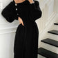 Robe Pull Longue Femme – Tricot Élégant Col Haut avec Boutons Style Vintage Automne Hiver.