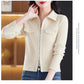 Cardigan Court Femme à Fermeture Zippée – Tricot Uni Col Revers Style Coréen Printemps Automne 2025.