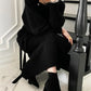 Robe Pull Longue Femme – Tricot Élégant Col Haut avec Boutons Style Vintage Automne Hiver.
