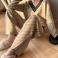 Ensemble Femme 2 Pièces – Pull Élégant & Pantalon Patte d’Éléphant Loose-Fit, Outfit Tendance Printemps Automne 2024 | F-laglam.