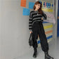 Pull Court Femme Rayé – Tricot Loose O-neck Streetwear Automne Hiver.