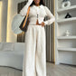 Ensemble Femme 2 Pièces – Haut Tricot Boutonné à Col Revers & Pantalon Loose, Style Décontracté Chic Automne | F-laglam.