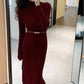 Robe Pull Femme Col Haut – Tricot Uni Élégant Style Chic Hiver 2025.