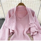 Ensemble Femme 2 Pièces – Cardigan Tricoté à Lacets & Robe Camisole, Style Chinois Moderne Élégant |.