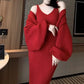 Ensemble Femme 2 Pièces – Cardigan Tricoté à Lacets & Robe Camisole, Style Chinois Moderne Élégant |