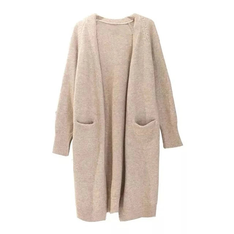 Cardigan Femme Épais à Poches – Tricot Loose Col V Décontracté Printemps Automne