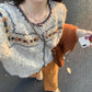 Cardigan Femme Vintage Col Rond – Tricot Boutonné Style Coréen Hiver 2025.