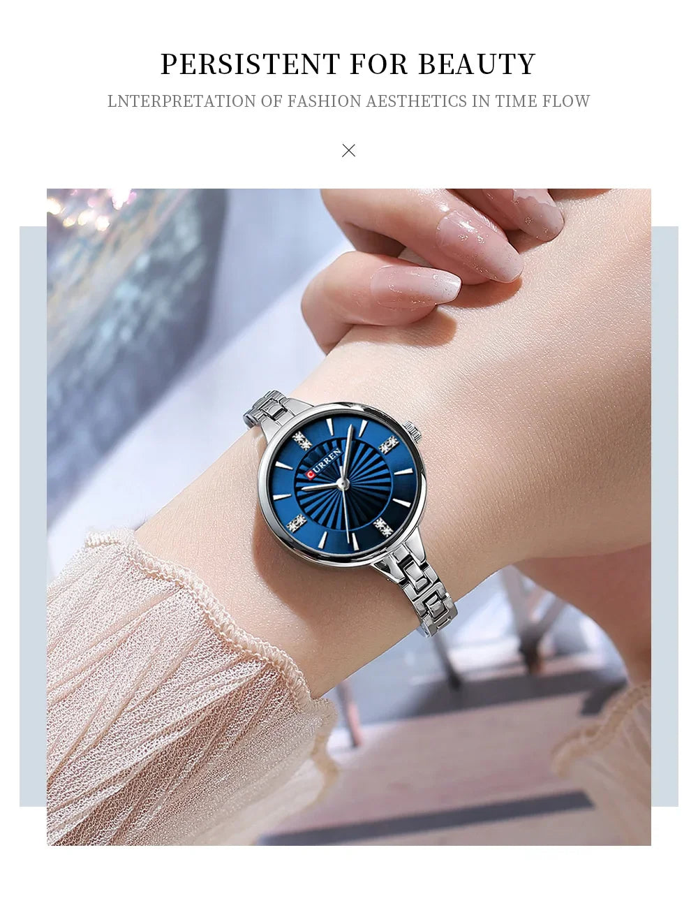 Montre pour femme de la marque CURREN, mouvement à quartz précis, avec bracelet magnétique réglable. Design élégant et sportif, idéale pour un usage quotidien ou pour compléter vos tenues habillées.