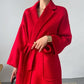 Manteau Court Femme Automne Hiver – Cachemire Double Face, Col Revers & Ceinture, Style Luxe Chic.