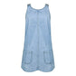 Robe en jean pour femme, sans manches, avec boutons sur le devant et deux poches pratiques. Confortable et légère, idéale pour l’été. Parfaite pour un look décontracté ou pour vos sorties quotidiennes.