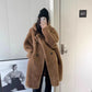Manteau Femme Hiver 2024 – Veste Cocoon à Capuche en Laine d’Agneau Épaisse, Parka Chaude Shearling.