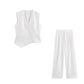 Ensemble femme sans manches col V asymétrique – pantalon large taille haute