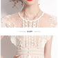 Robe midi femme à fleurs brodées – manches courtes, style vintage élégant