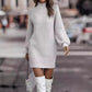 Robe pull femme à col montant et manches longues – automne/hiver élégante