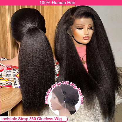 Perruque 360 Full Lace Kinky Straight – 250 % Densité, Invisi Strap, Glueless, Cordon Invisible | F-laglam.