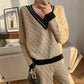 Ensemble Femme 2 Pièces – Pull Élégant & Pantalon Patte d’Éléphant Loose-Fit, Outfit Tendance Printemps Automne 2024 | F-laglam.