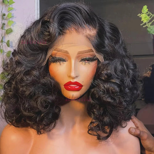 Perruque lace front 13x4 ondulée bouclée – cheveux humains 250% densité sans colle